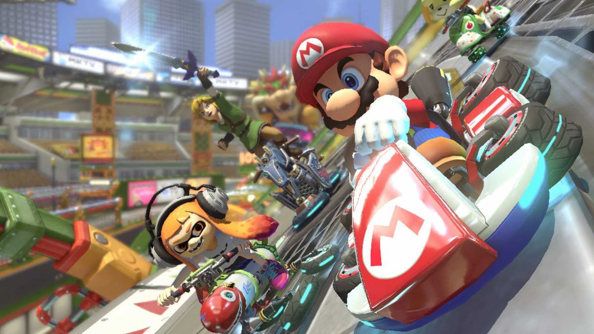 Partida de Mario Kart é exibida em telão de estádio de beisebol