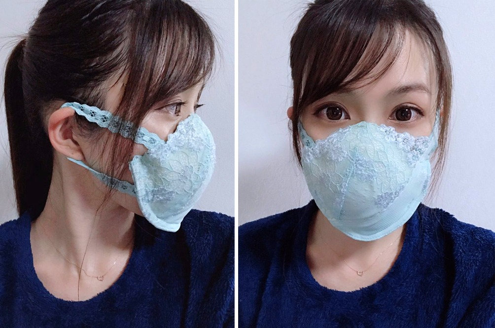 Modelo japonesa ensina a fazer máscaras usando sutiãs