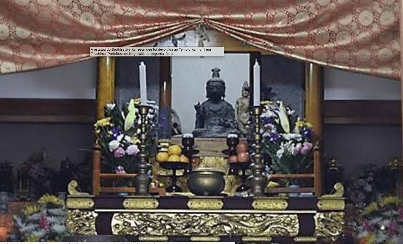 Estátua de Buda roubada é devolvida a templo japonês após 12 anos